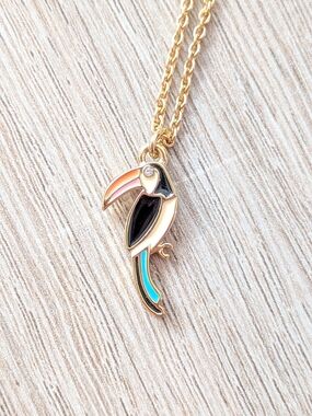 Kate Spade Toucan Rhinestone Gold Chain Necklace with Dustbag